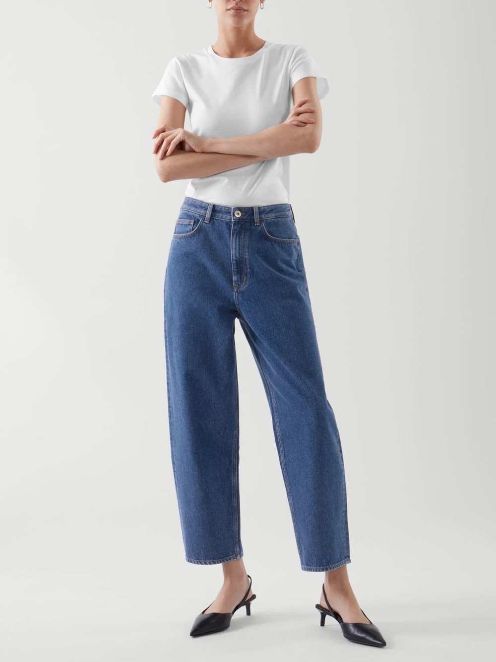 COS Tapered high rise Ankle Length blue denim jeans 25
